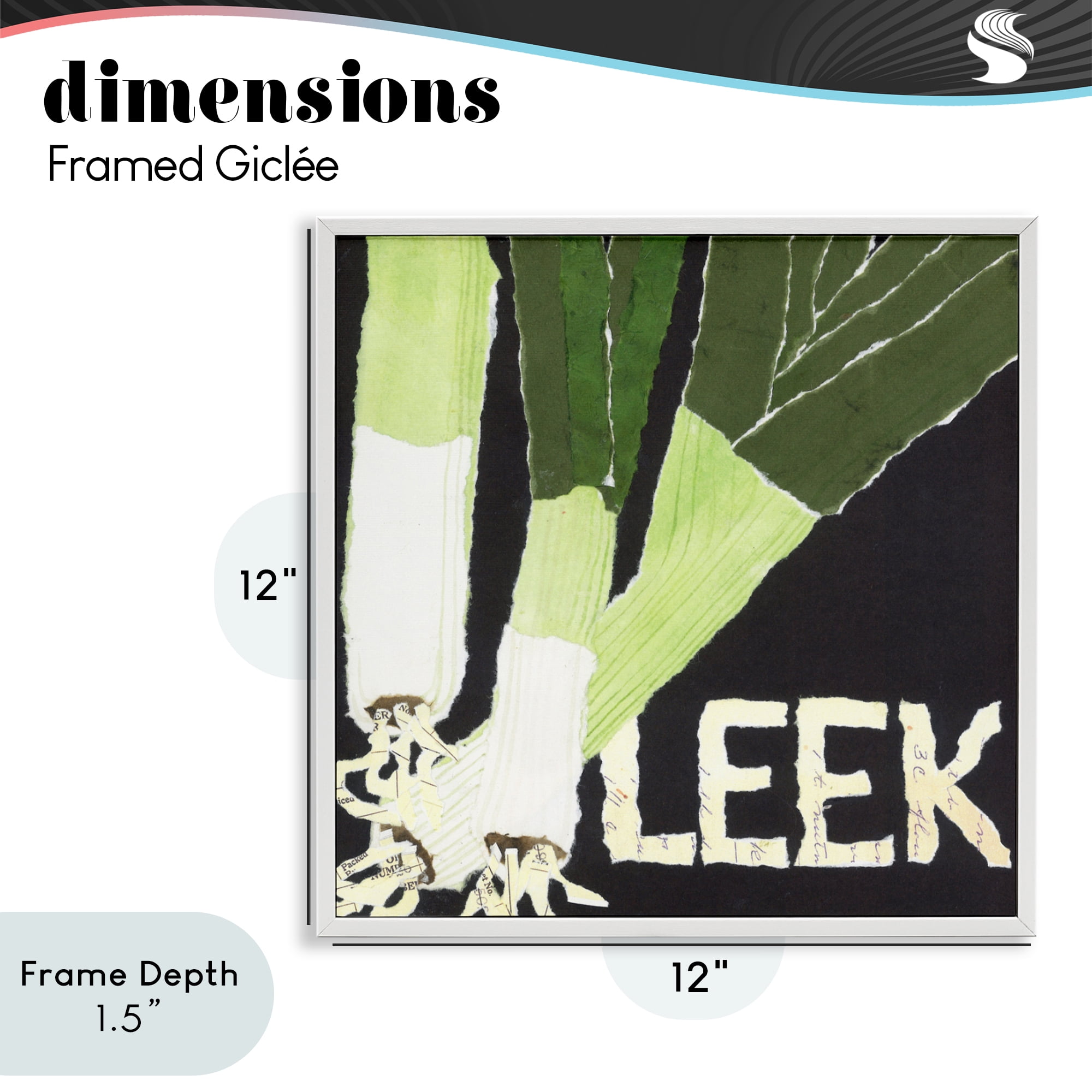 Stupell Industries Collaged Leek Vegetable White Framed Giclee Art, design by Nancy Overton