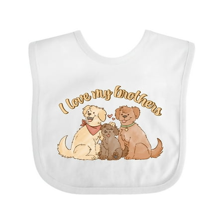 

Inktastic I Love My Brothers Cute Smiling Dogs Gift Baby Boy or Baby Girl Bib