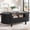 Black, variant on ROGALIS 47.2" Oval Coffee Table with Storage, Mid-Century Center Table with Drawer, Sliding Storage Door & Fluted Details for Living Room Home Office,Walnut