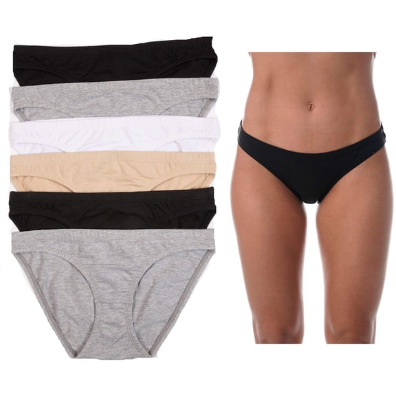 Just Intimates Bikini Panties for Women Comfortable Cotton Panty (Pack of 6) (Bikini Panties (Pack of 6), X-Small)