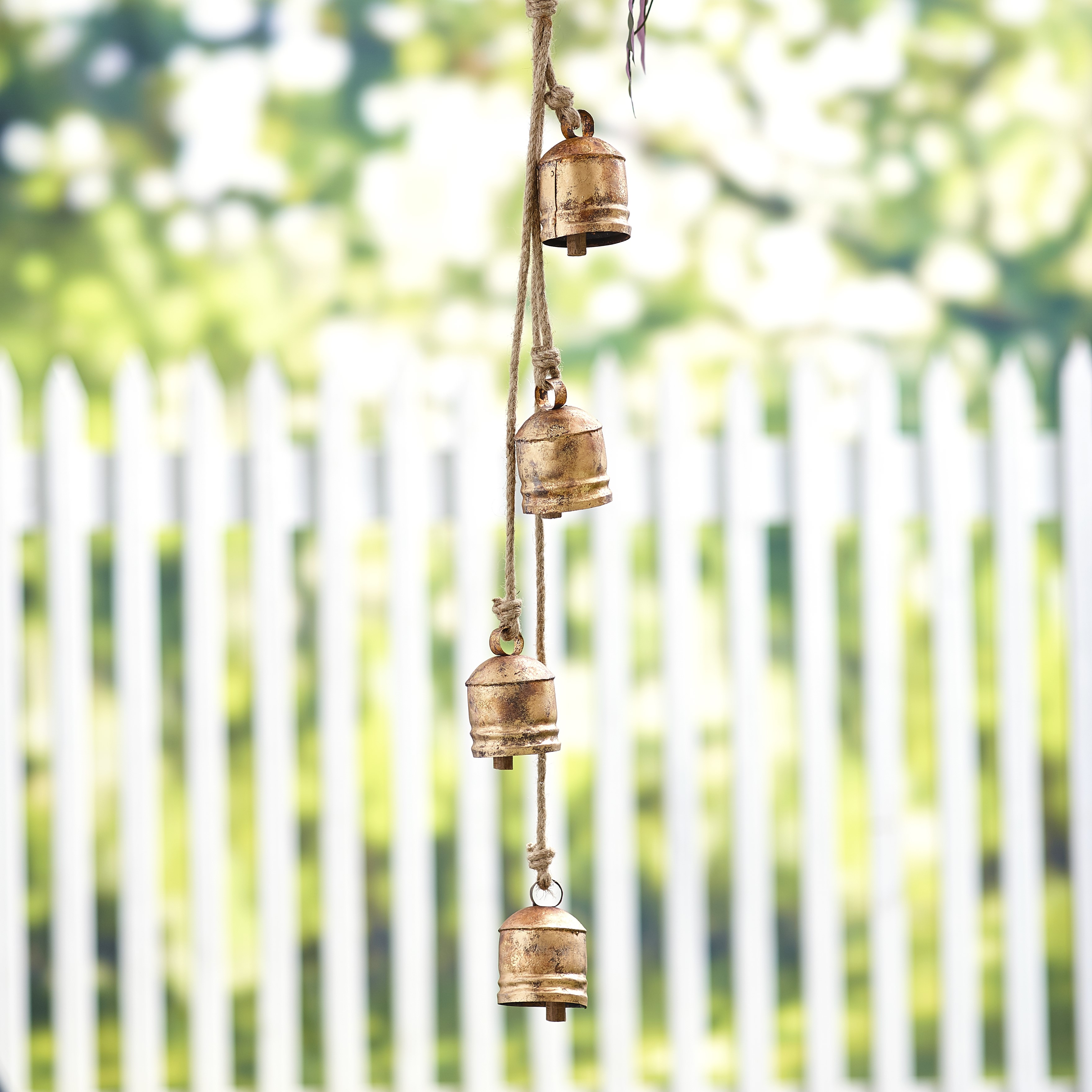 Handcrafted Hanging Bell Cluster Wind Chimes for Outdoors - Bronze - image 4 of 4