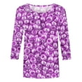 thumbnail image 4 of 3/4 Length Sleeve Womens Tops Plus Size Trendy Sequin Spring Tunic Shirts Classic-Fitted Crew Neck Pullover Blouses(Purple,S), 4 of 4