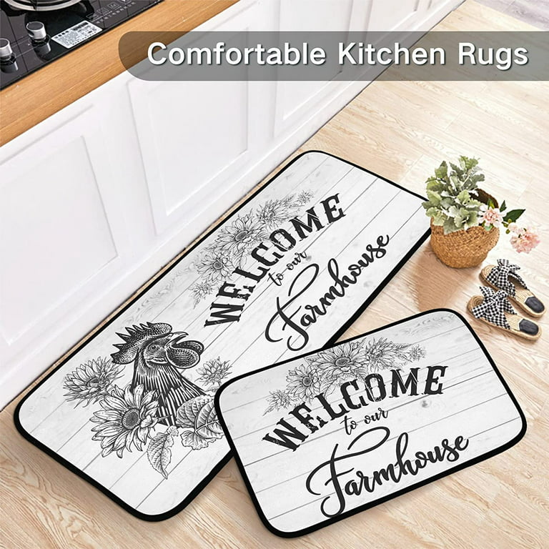 Pionism Wine Kitchen Mats for Floor, Farmhouse Kitchen Mats Cushioned Anti Fatigue 2 Piece Set, Memory Foam Kitchen Mat Set of 2 and Wine Kitchen Rugs and