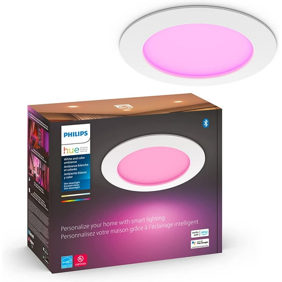 XIULIN Smart Slim 6 Inch LED DownXIULIN - White and Color Ambiance Color-Changing XIULIN - 1 Pack - 1200LM - Indoor - Control with Hue App - Works with Alexa Google Assistant and Apple Homekit
