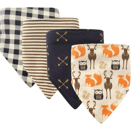 - Hudson Baby Boy and Girl Bandana Bib, 4-Pack - Forest