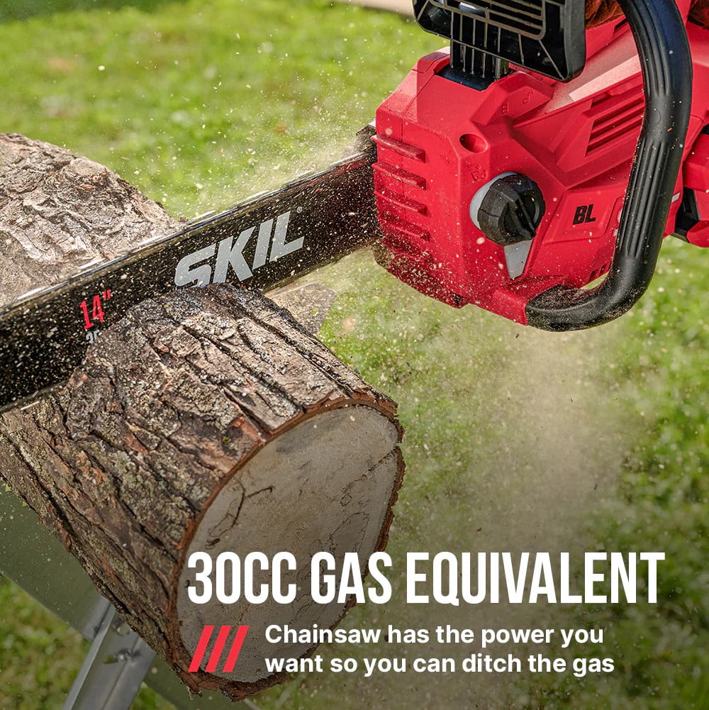 SKIL PWR CORE 40V 14-Inch Brushless Cordless Chainsaw, Battery Powered with Tool Free Chain Tensioning, Auto-Lubrication,  2.5Ah Battery and  Charger Included ,CS4555-10