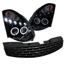 Spec-D Tuning Glossy Black Halo LED Projector Headlights Front Grille Compatible with 2003-2007 Infiniti G35 2 Dr Left   Right Pair Headlamps Assembly