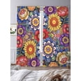 thumbnail image 3 of Boho Blue Flower Sheer Curtains 84 Inch Length 2 Panels Set Window Treatments, Spring Bohemia Chic Red Yellow Floral Rod Pocket Semi Curtains for Living Room/Bedroom/Kitchen Décor, 104"W x 84"L, 3 of 7