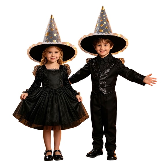 Bainana Halloween Kids One Piece Cosplay Witch Hat Soft Graphic Print Wide Brim Cap Boys And Girls Trick-Or-Treating Hat