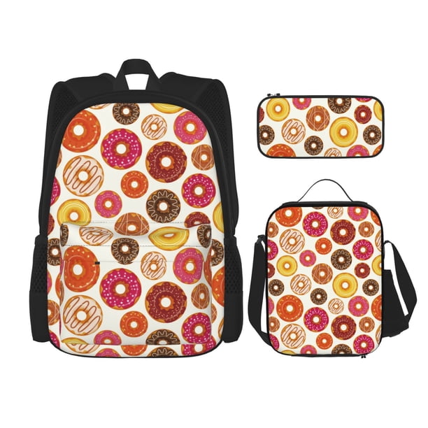Fotbe Donut Set Escolar 3 en 1 para Niños - Mochila Duradera con Lonchera Aislante y Estuche para Lápices - Mochila Escolar para Niños y Niñas