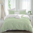 thumbnail image 2 of Sage Green Bedding 3 Piece Duvet Cover Set Twin Size, Grid Checkered Plaid Gingham Lattice Trellis Soft Microfiber Comforter Cover with Zipper Closure & Pillowcases, FadeResistant Quilt Cover, 2 of 9