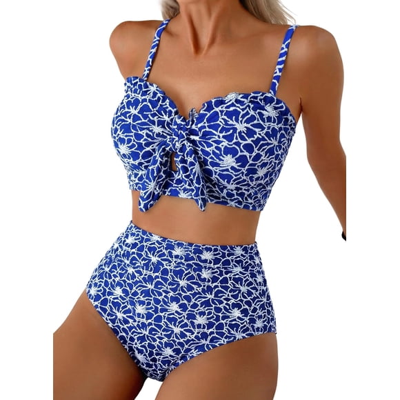 Bikini Herseas 2026 de cintura alta con estampado floral, dos piezas