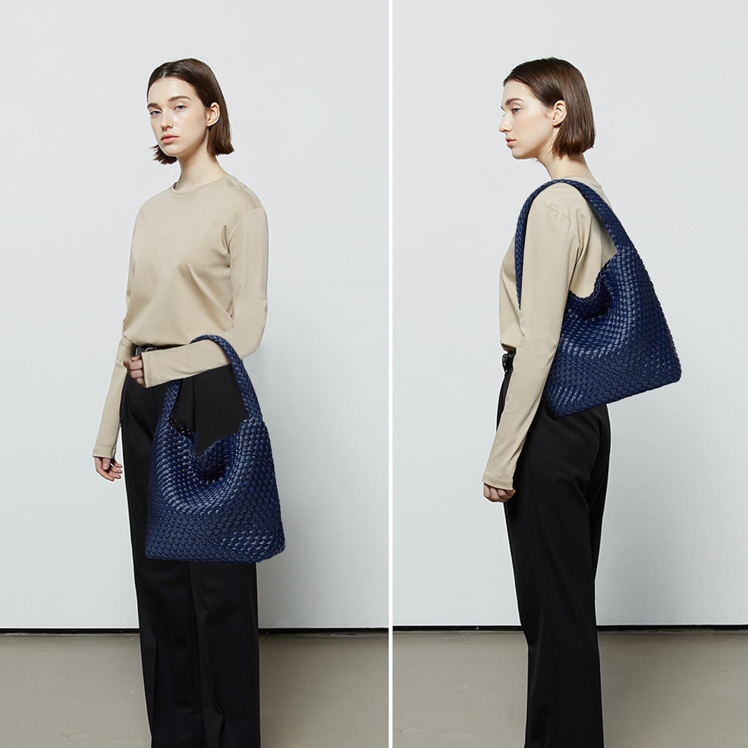 Woven Bags for Women Tote Purse: Vegan Leather Shoulder Handbags - Medium Beach Tote Bags - Handwoven Satchel Underarm Purse