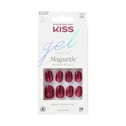 KISS Gel Fantasy, Press-On Nails, Set Us Free, Red, Short Oval, 28 Count