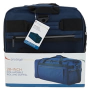 Protege Navigation 28 inch Large Collapsible Rolling Duffel Bag, Navy