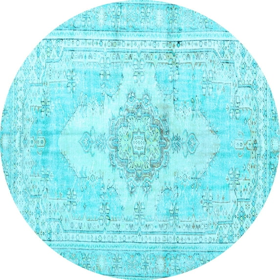 Ahgly Company Indoor Round Persian Light Blue Bohemian Area Rugs, 4' Round