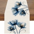 thumbnail image 3 of Camino de mesa de lino con estilo de verano, mantel de comedor, mantel de tela para el hogar, mesa de comedor, armario de sala de estar, azul, 3 of 6