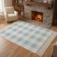 thumbnail image 3 of Blue Checkered Washable Area Rug 3'x5', Blue White Buffalo Plaid Woven Cotton Tassels Kitchen Rugs, Non Slip Indoor Door Mat Throw Carpet for Entryway Living Room Nursery Laundry Room, 3 of 9
