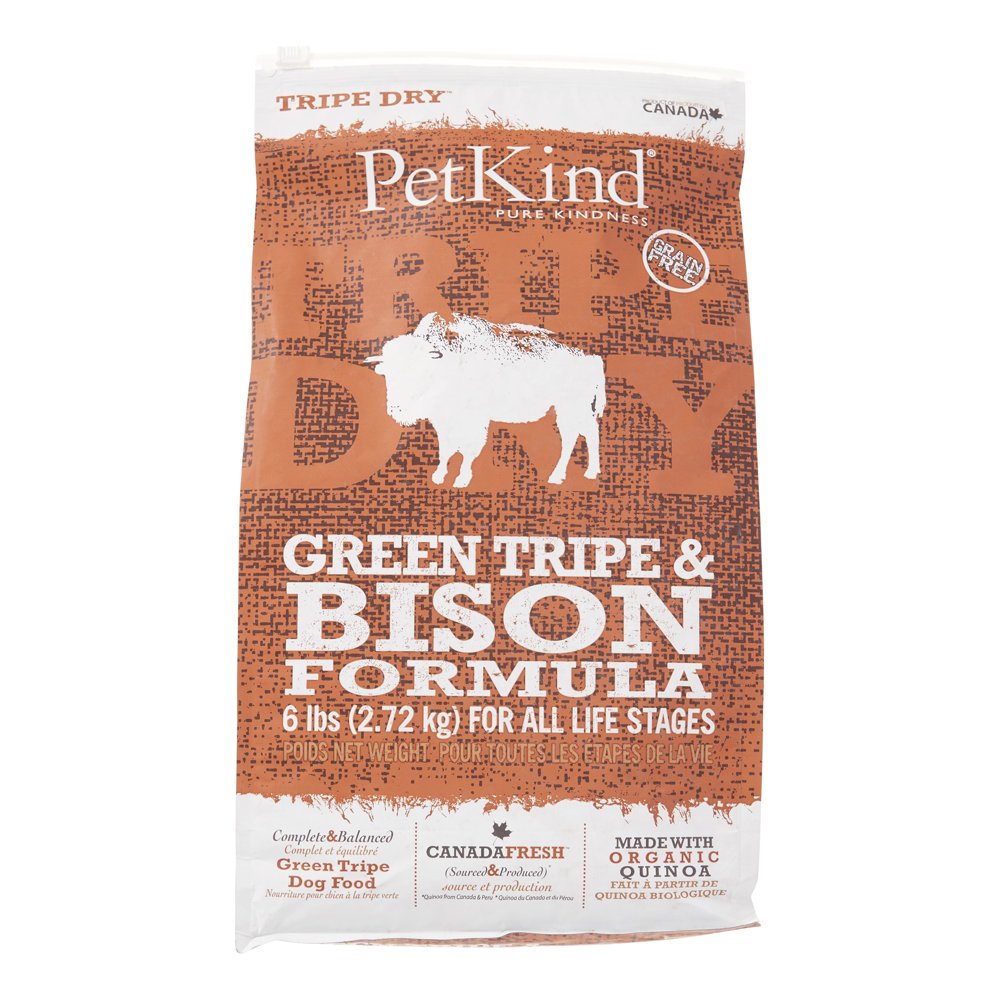 Petkind Tripe Dry GrainFree Green Tripe & Bison Dry Dog Food, 6 Lb