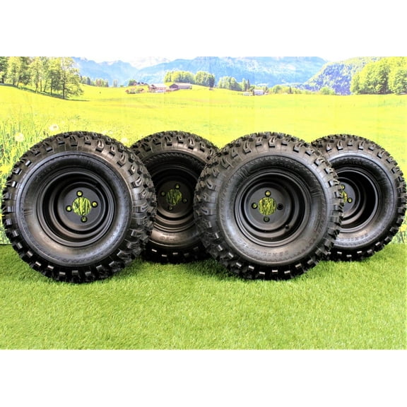 Antego Tire and Wheel 22x11.00-10 with 10x7 Matte Black Wheels for Golf Cart (Set of 4)