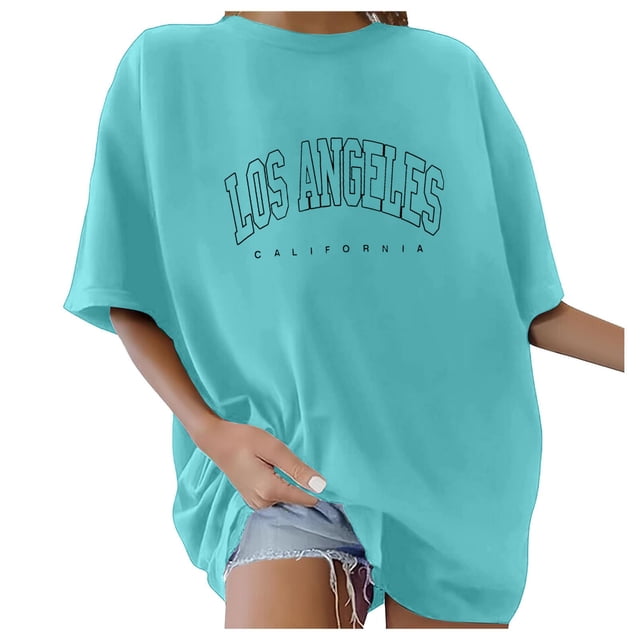 HXWCHs T-Shirt Décontracté Uni pour Femmes, Tunique Rayée à Col en V Surdimensionnée, Haut Ample Confortable d'Été m Vert Menthe