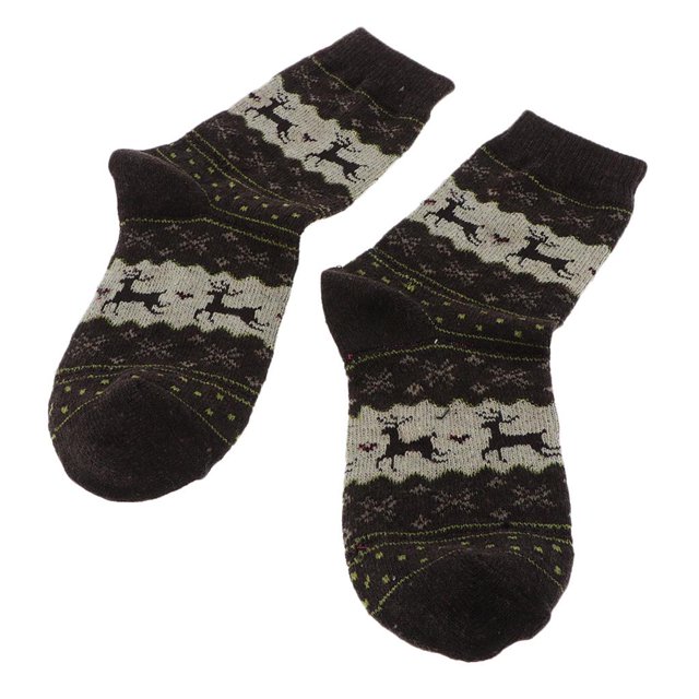 Calcetines tobilleros de lana para mujer, estilo vintage, acogedores, de invierno y Navidad. café