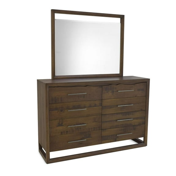 Lofton 8-Drawer Mocha Brown Wood Dresser and Mirror