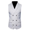 thumbnail image 5 of Fimkaule Formal Suit Vest for Men Waistcoat Double-breasted Pocket Striped Business Casual Wedding Vest Jacket Coat Dress Suits Vests Tops, 5 of 8