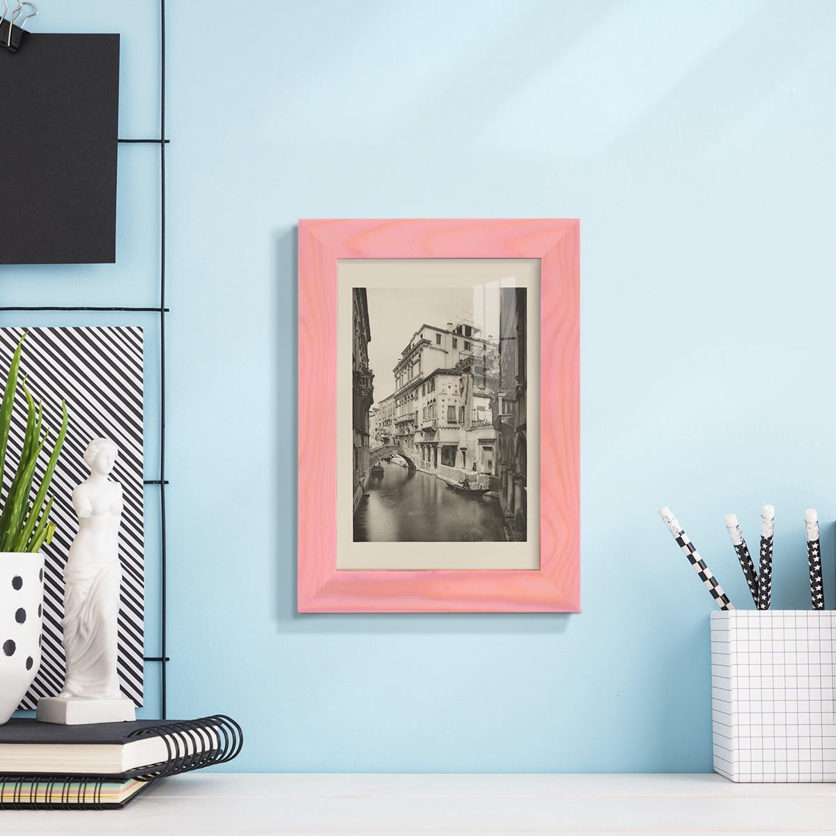 Vintage Views of Venice VI - Framed Print w/glass - Sunset Pink