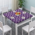 thumbnail image 3 of Purple Cartoon Unicorn Dress Rainbow Crown Pattern Square Fitted Tablecloth with Elastic Edge,Square Table Cover,Washable Elastic Table Cover for Home Kitchen Party Decor 36"x36", 3 of 6