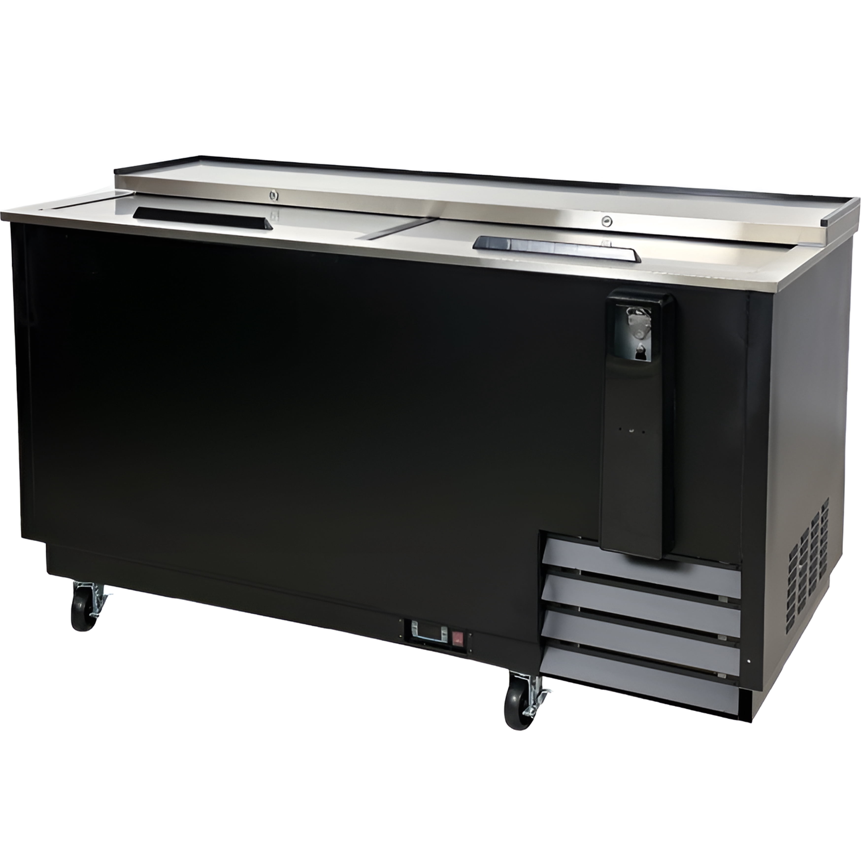 NSF 65 in. Commercial Back Bar Horizontal Beer Bottle Cooler 19 Cu.Ft.Wine Cooler in Black, Top Loading Sliding Door