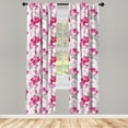 thumbnail image 3 of Ambesonne Floral Curtains, Watercolor Poppy Romance, Pair of 28"x95", Magenta Pink Grey, 3 of 5
