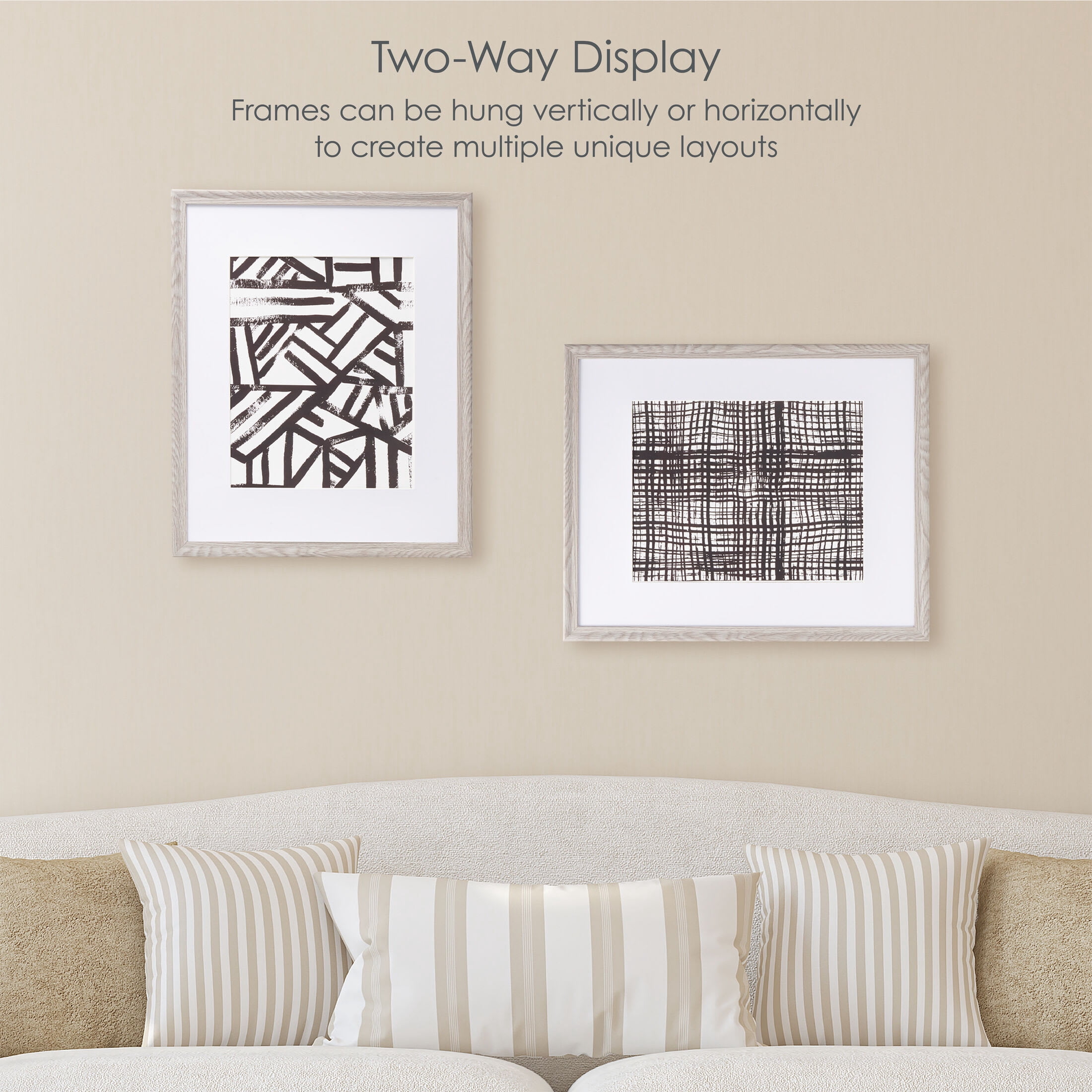 Melannco Set Of Two Gray Wood Photo Frames To Hold 16X20 Photo Without Mat And 11X14 Photo With Mat