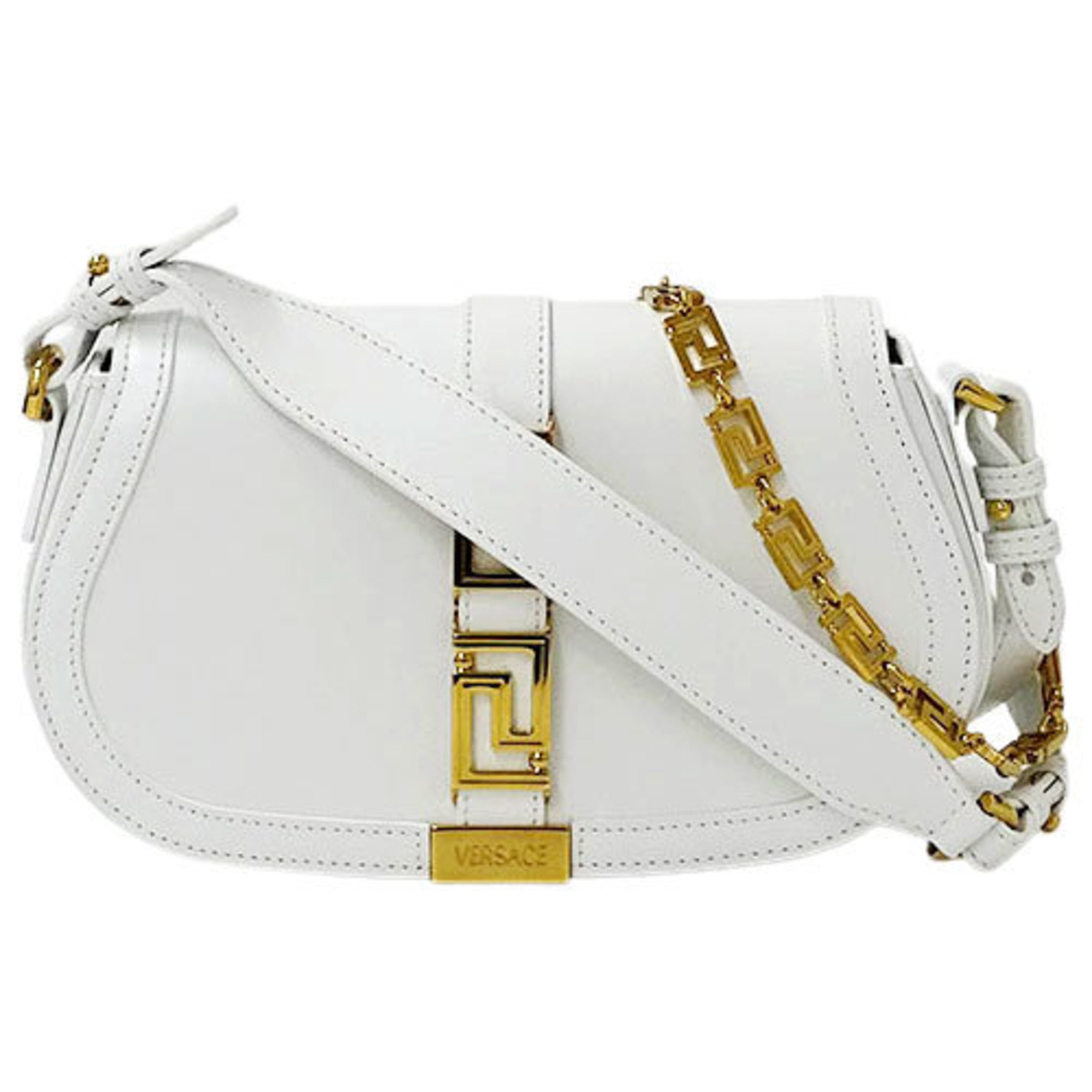 Host of Through Survive Authenticated Used Versace VERSACE Bag Women's Shoulder Chain 2way Greca  Goddess Leather White 1107128 - Walmart.com