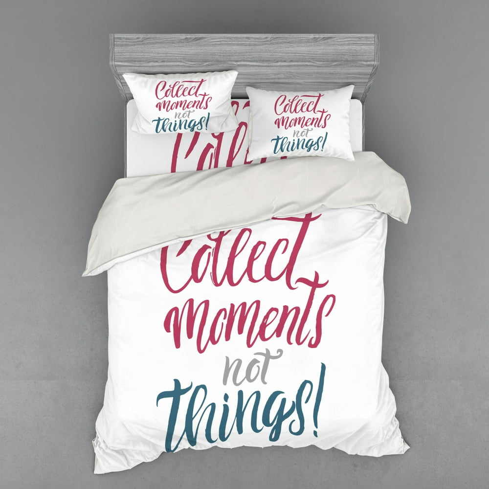 Saying Duvet Cover Set, Cursive Lettering Simple but Effective Words of