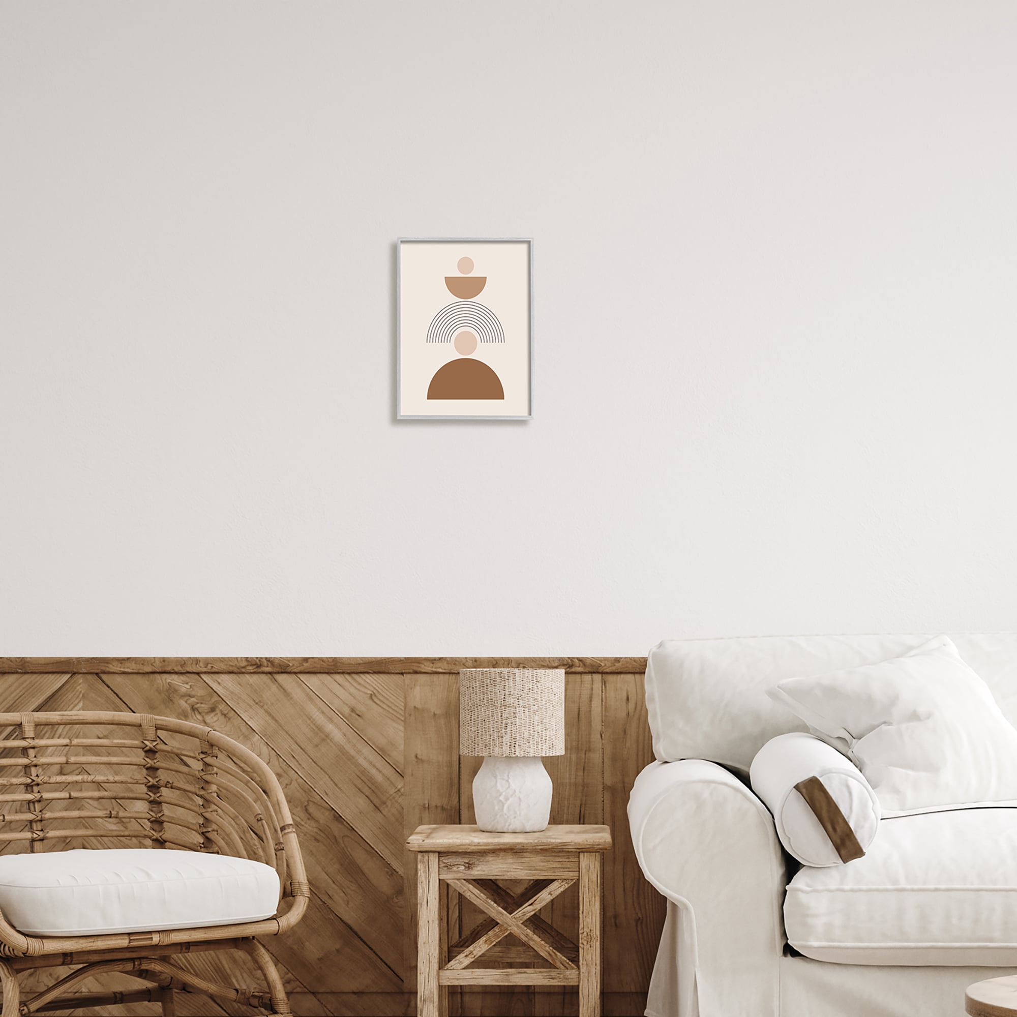 Stupell Industries Stacked Boho Shapes Abstract Painting Gray Framed Art Print Wall Art, 11 x 14