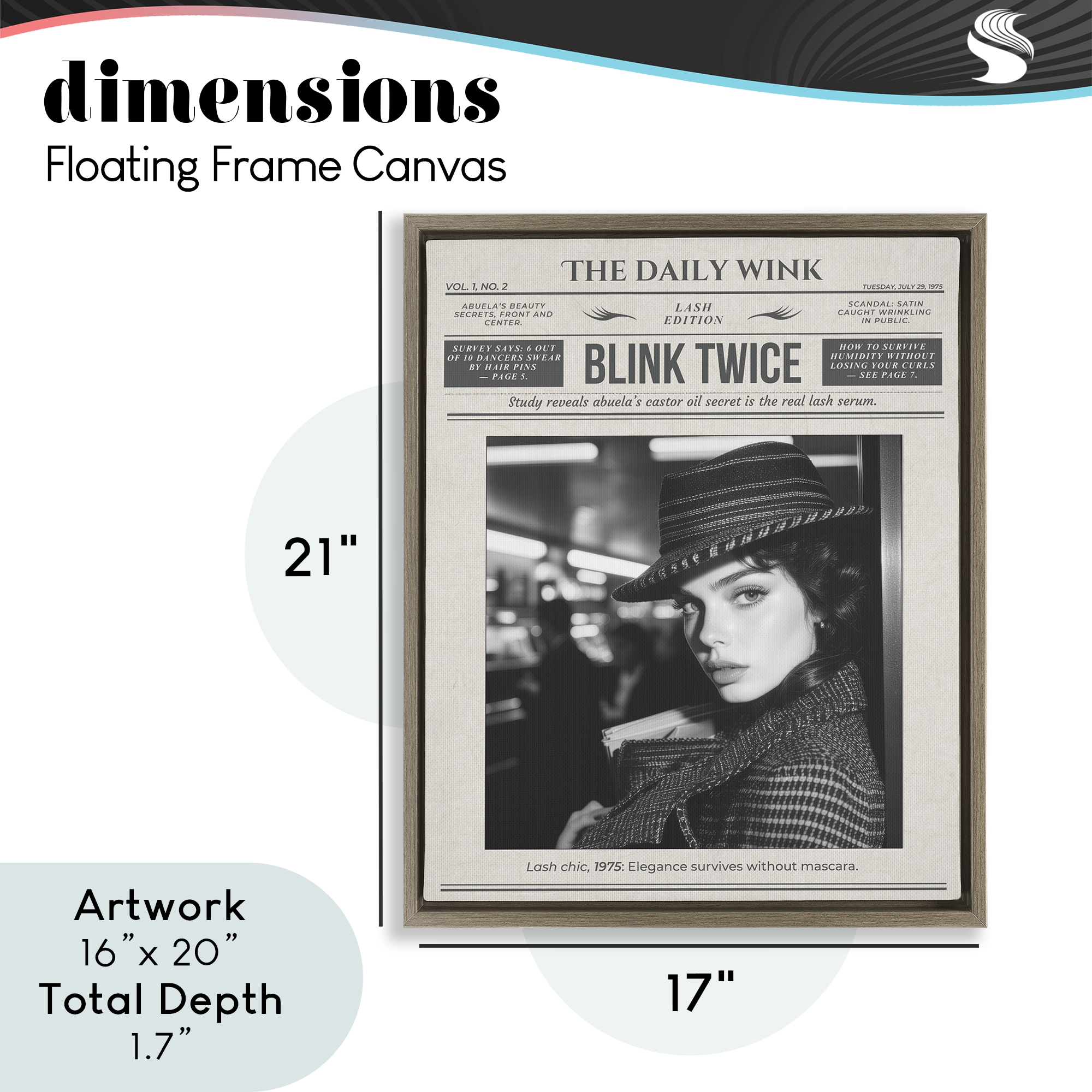 The Daily Wink Magazine Brown Framed Floater Canvas Wall Art, design by A Barefoot Stylist