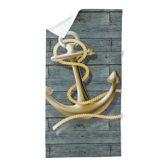CafePress - Ocean Blue Wood Anchor - Large Beach Towel, Soft 30"x60" Towel with Unique Design