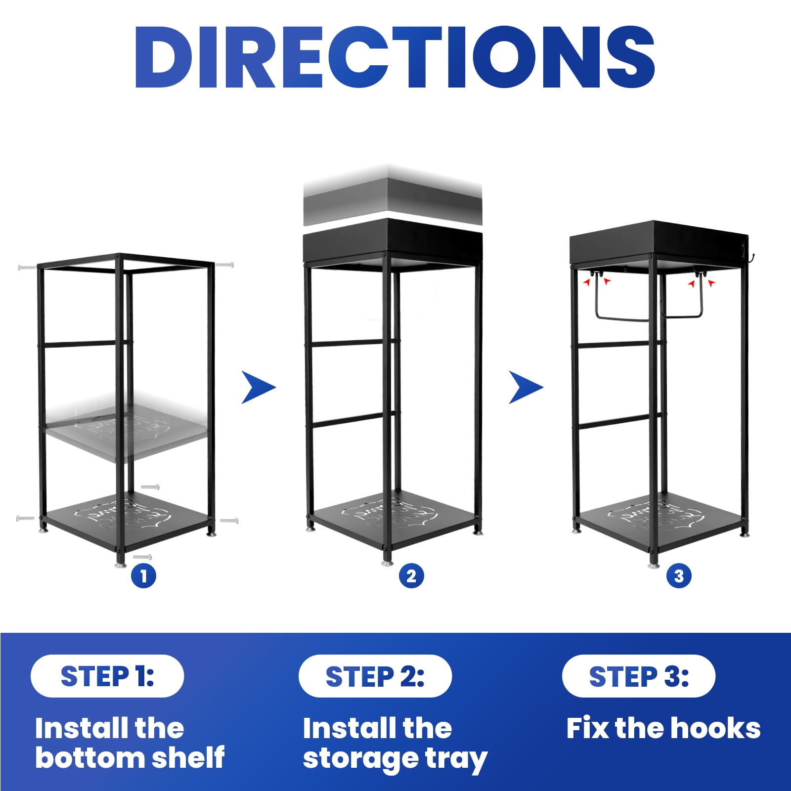 Police Gear Rack, Police Hanger with Hook, 120Lbs Hooks Free-Standing , Storage Equipment for Safety Police Offices, Cop Caddy Valet Stand for On-Duty Personnel, Black