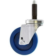 CasterHQ - 4" X 1-1/4" Swivel Caster | Blue Solid Polyurethane Wheel | 7/8" Expanding STEM | 300 LBS Capacity