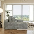 thumbnail image 3 of 150''Width 5-piece Sectional Sofa with 2 Ottomans,Comfy U-shaped Sofa Couch for Living Room,Light Grey Plush Corduroy Fabric,LIGHT GREY, 3 of 8