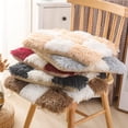 thumbnail image 2 of Nvzi Soft Square Chair Pad with Ties Plaid Faux Fur Seat Cushion with Removeable Cover Long Plush Indoor Dining Chairs Cushion (Dark Blue,16"x16"), 2 of 4