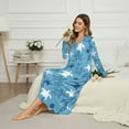 thumbnail image 3 of SEANATIVE Women's Long Sleeve Sleep Shirt Soft Full-Length Nightgown Button Front Housecoat Elegant Pajama Dress for Travel Home Bedroom Wear, 2XL, Sea Turtle Starfish Blue, 3 of 7