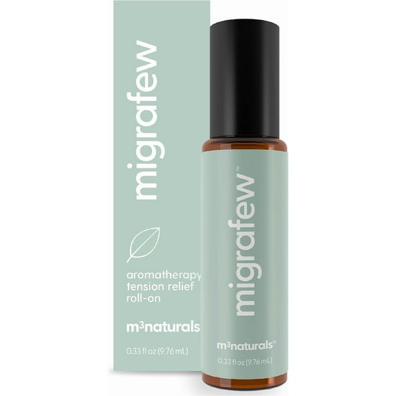 M3 Naturals MigraFew Aromatherapy Migraine Relief Roll On with Lavender and Peppermint, 0.33 fl oz