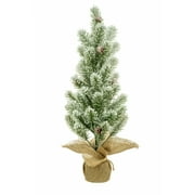 Starlight Collection, Dark Green Frosted Coniferous Fir Faux Tree with Rattan Base