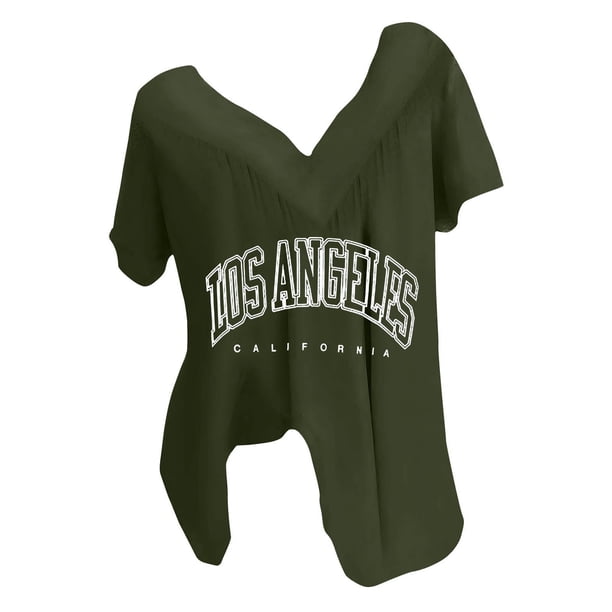 Blusas de Manga Corta para las Mujeres con Cuello en V Impreso Suéter Casual Top, Blusas para las Mujeres Casual
