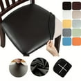 thumbnail image 2 of ATJIA Waterproof Seat Covers for Dining Room Chairs Stretch PU Leather Chair Seat Slipcovers Dining Chair Covers, 2 of 17