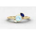 thumbnail image 5 of HeartsAndYou 1ct Natural Round Aquamarine Diamond Sapphire Trilogy Ring 14k SOLID Yellow Gold, 5 of 9