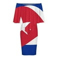 thumbnail image 5 of Cuba Flag Women's Off The Shoulder Ruffles Summer Wedding Guest Loose Casual Party Beach Dress, 5 of 9