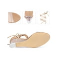 thumbnail image 4 of BLISSFUL STEP Clear Strap Lace Up Open Toe Clear Wedges Heel Sandals for Women Nude 11, 4 of 7